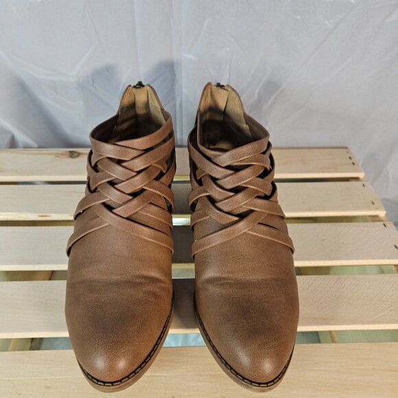 City Classified Strappy Cut-Out Ankle Booties – Brown – Size 6.5 - Picture 4 of 7